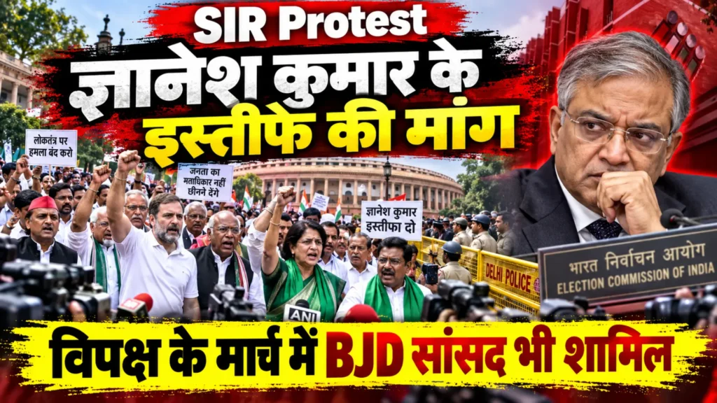 SIR Protest: ज्ञानेश कुमार के इस्तीफे की मांग, विपक्ष के मार्च में BJD सांसद भी शामिल