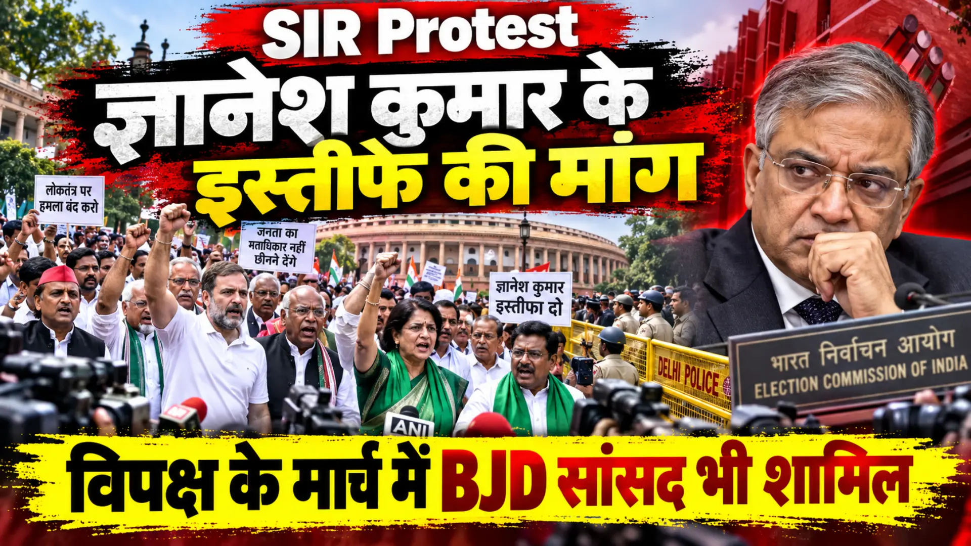 SIR Protest: ज्ञानेश कुमार के इस्तीफे की मांग, विपक्ष के मार्च में BJD सांसद भी शामिल